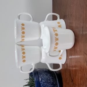 Corelle Butterfly Gold Pyrex compatible D-handle mugs